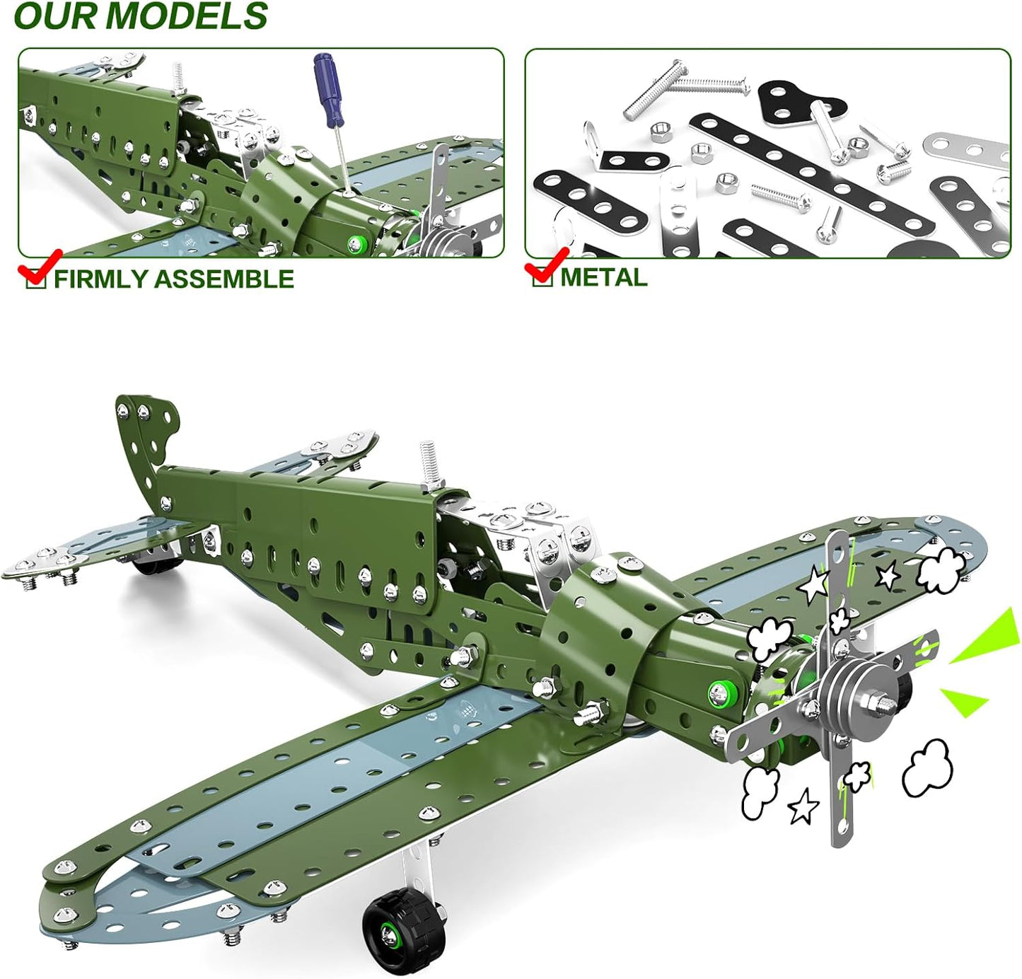 Lucky Doug STEM Building Projects Model Train Set Toys for Boys Kids 8 9 10 11 12 Years Old and Older - 340 PCS DIY Metal Building STEM Toys