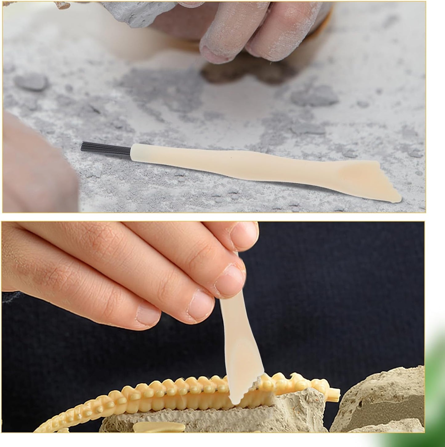 Kisangel 36pcs Children Archaeological Excavation Tool: 9cm Mini Dinosaur Dig Kits for Kids - Double-End Brush and Shovel Digging Supplies