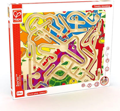 Hape Zoo’m Magnetic Wooden Bead Maze Puzzle | Durable Two Player Wooden Puzzle Toy for Toddlers, Fun Filled Traveling Entertainment