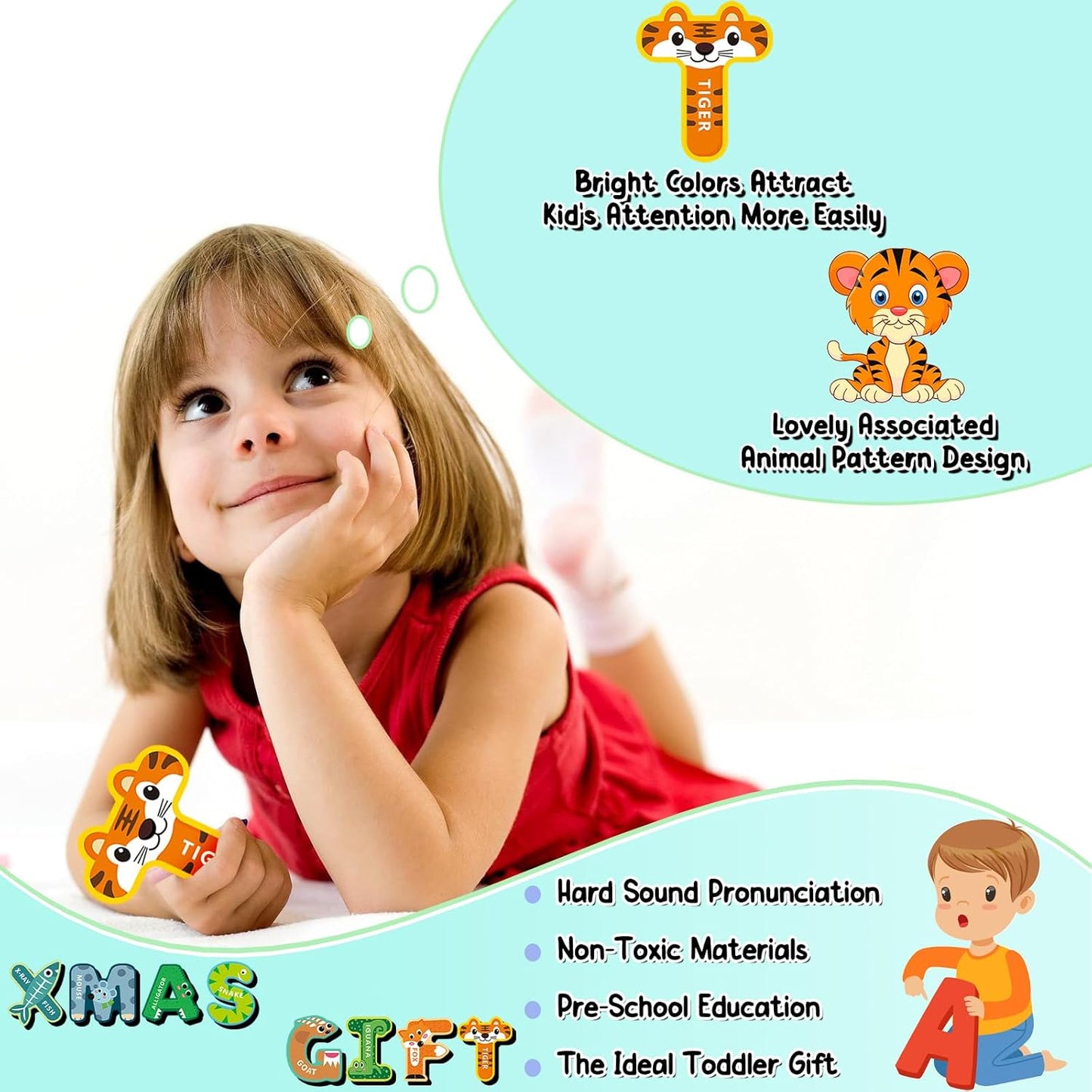 Fridge Magnets for Toddlers 1-3, Alphabet Magnets, Magnetic Alphabet Letters, ABC Magnets for Toddlers 1-3 Refrigerator, Letter Magnets for Fridge, Magnetic Toys for Toddlers 1-3