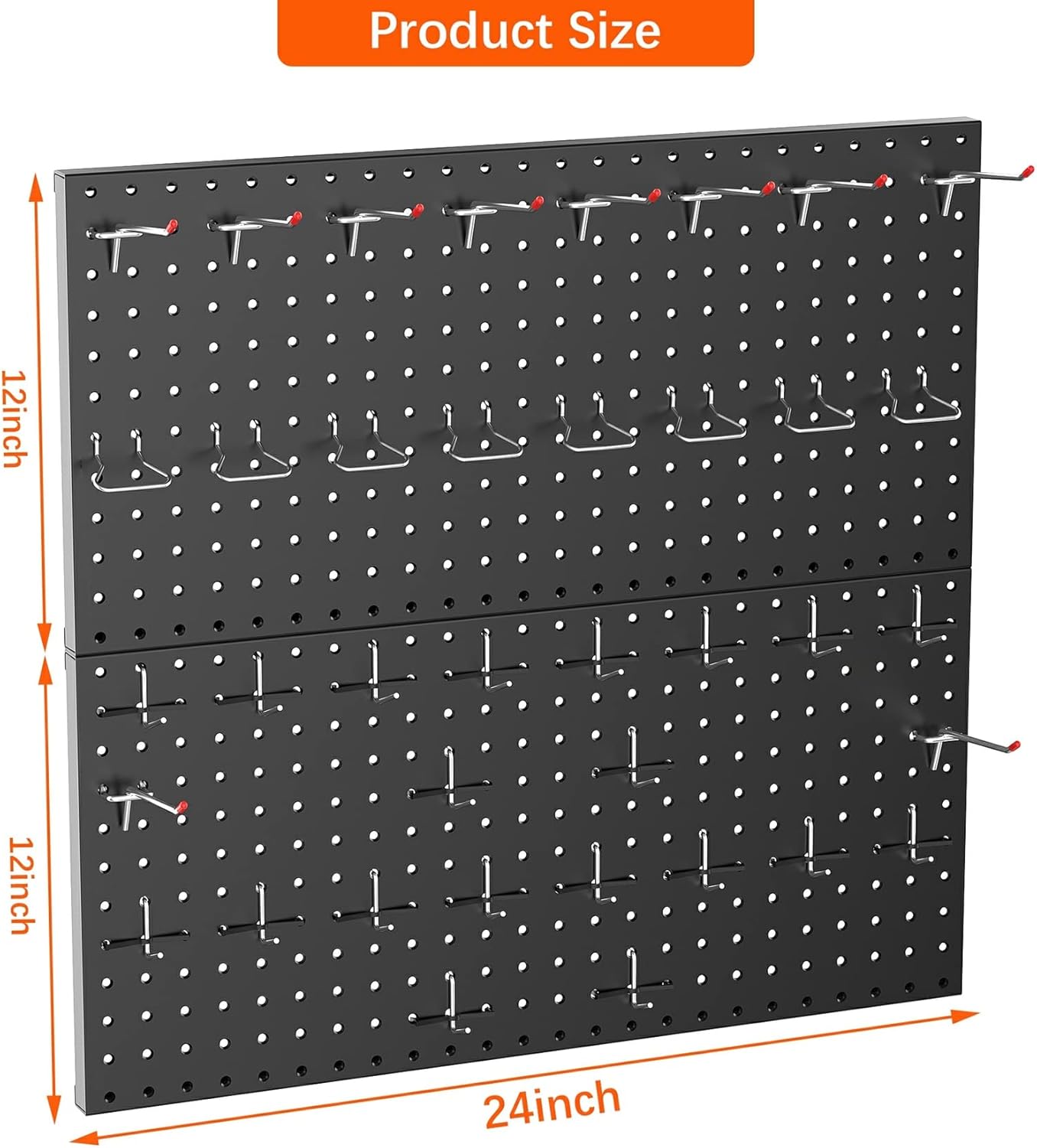 TORACK Metal Pegboard Wall Organizer 24" x 24" or 12" x 48", 70 PCS Tools Storage Pegboard for Garage Tool Organizer Pegboard with Peg Board Hooks for Workbench(Blue)