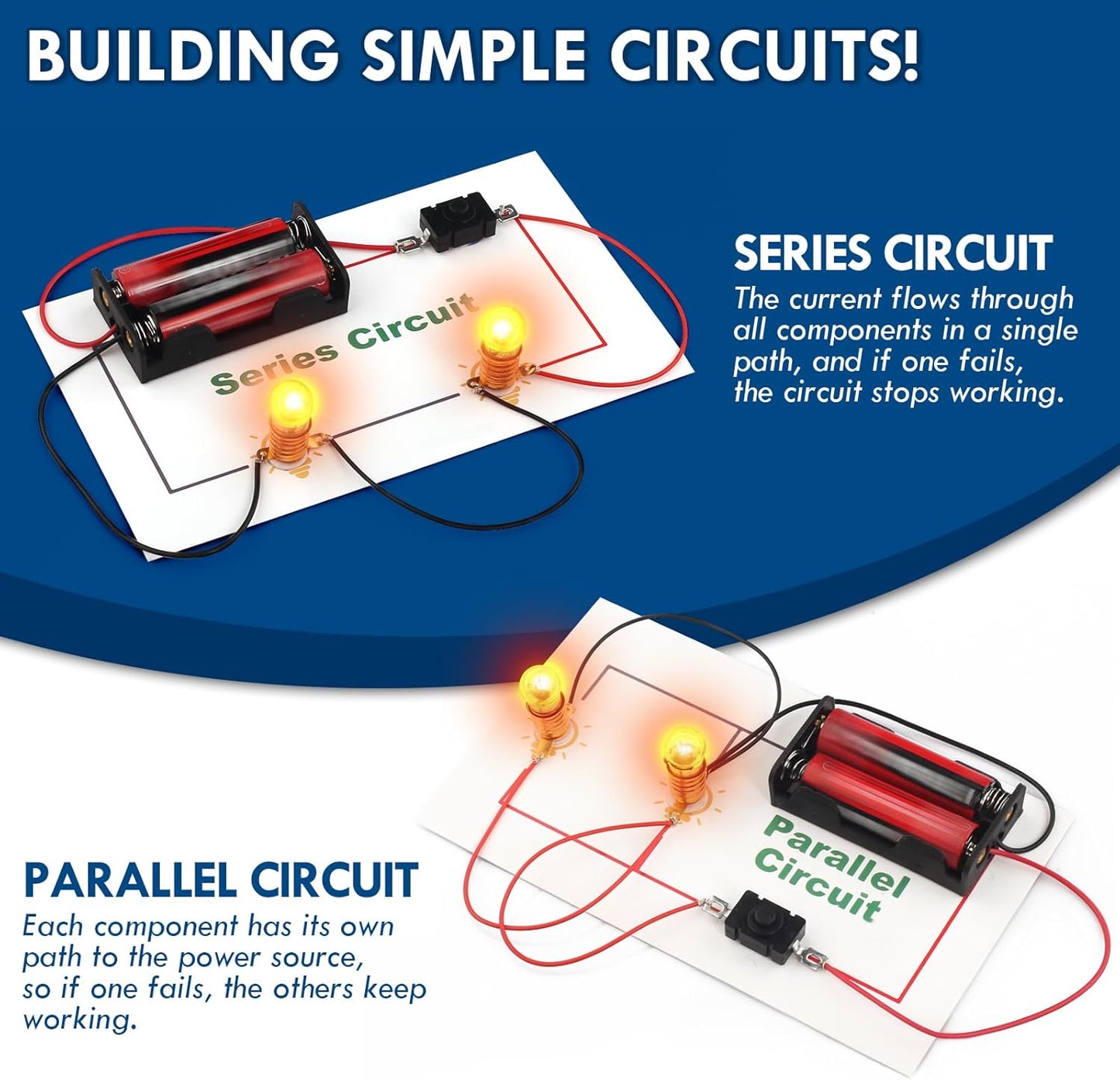 Science Circuit Kit Electricity for Kids, STEM Electrical Light Bulb Experiment, Electric Science Gifts Fair Project Kits Age 8-12, Fruit Energy Experiments Circuits Engineering Projects