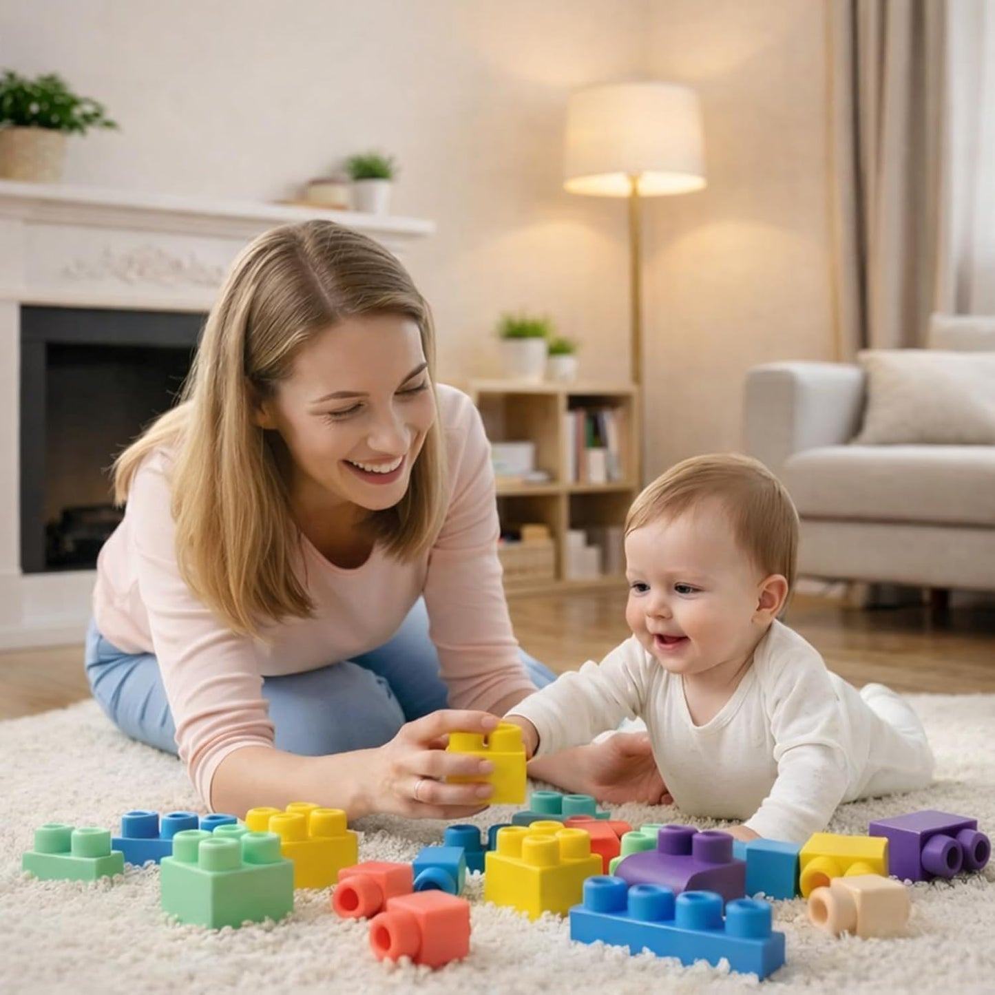 Soft Building Blocks for Toddlers, Large Building Blocks Stacking Blocks for Babies 6 Months and Up Stem Toddler Gifts, Teething Toys, 40 PCS