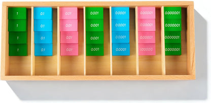 Premium Montessori Decimal Stamp Game,Beechwood Stamp Game Decimal Tiles, 7 Place Value Sets 140 Tiles, Decimal System Operations for Addition Subtraction Multiplication,Homeschool Math Kids Ages 6-9