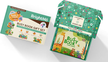 Montessori Busy Book Set (4-in-1) – Preschool Learning Activities for Ages 3+, Fine Motor Skills, Travel Activity Kit, Dinosaur Farm Ocean Animal Themes