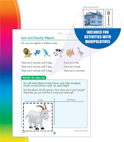 Spectrum Hands-on Math Kindergarten Workbooks, Activity Book for Kids Ages 5 to 6 With Manipulatives and Dry Erase Activities Covering Addition, Subtraction, Place Value, and More Mathematics (Volume 52)