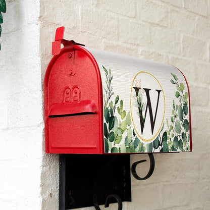 Tiamon Monogrammed L Mailbox Covers Magnetic Eucalyptus Welcome Letter Box Wrap Standard Size 21x18 Inch Spring Summer Leaves Mailbox Decor Eucalyptus Letter Numbers Decoration for Outdoor Garden Yard