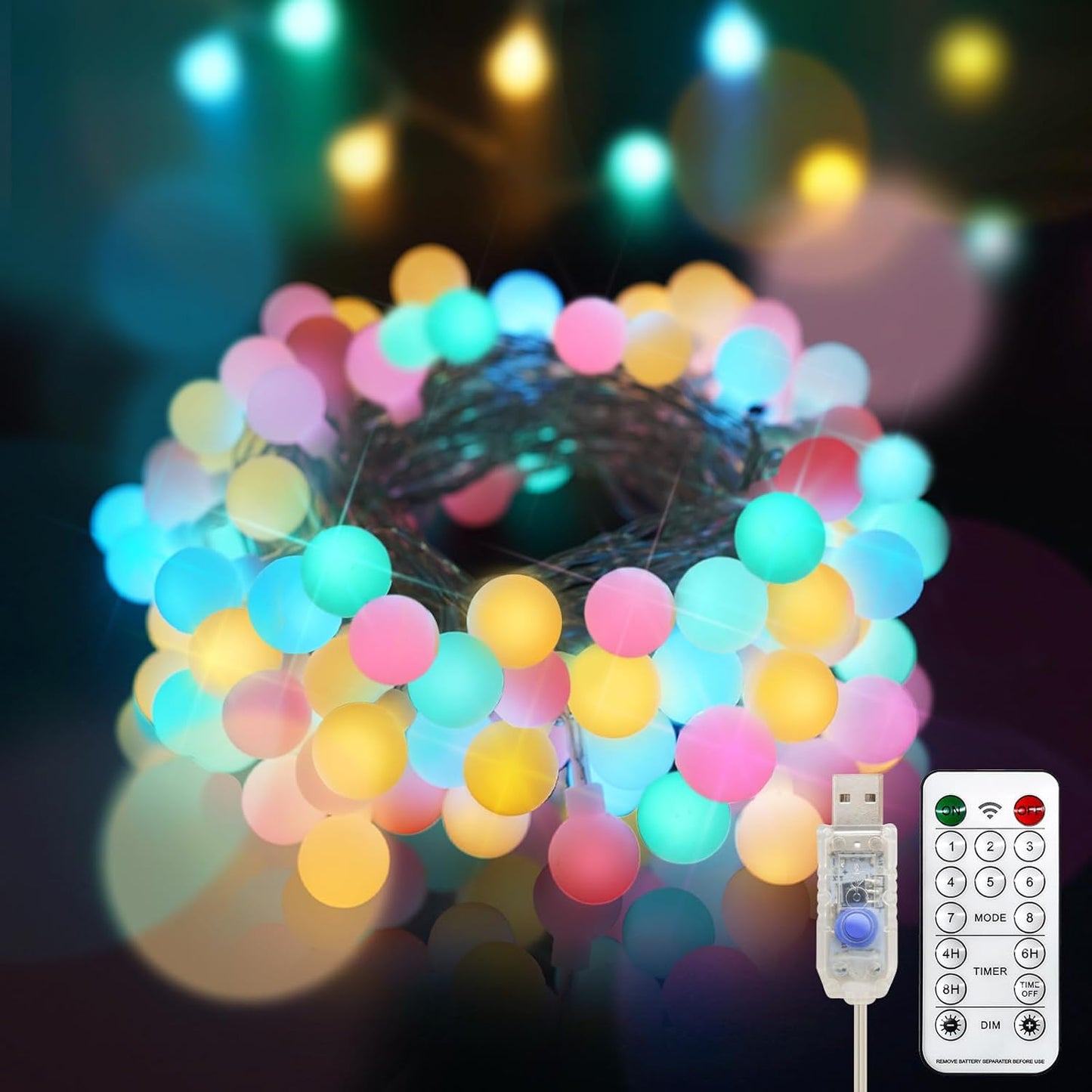 suddus String Lights for Bedroom, 66ft 200 Led Connectable Globe String Lights Indoor, Hanging Fairy Lights Plug in with Remote for Kids Room Dorm Classroom Outdoor Christmas Tree Decor, Warm White