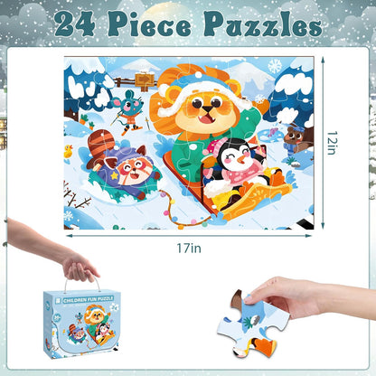 Jumbo Floor Puzzle for Kids, Large Jigsaw Puzzles 24 Piece for Kids Ages 3-5,Preschool Learning & Education Toys, Gifts for 4-8 Year Old Boys and Girls (Jungle Animals)