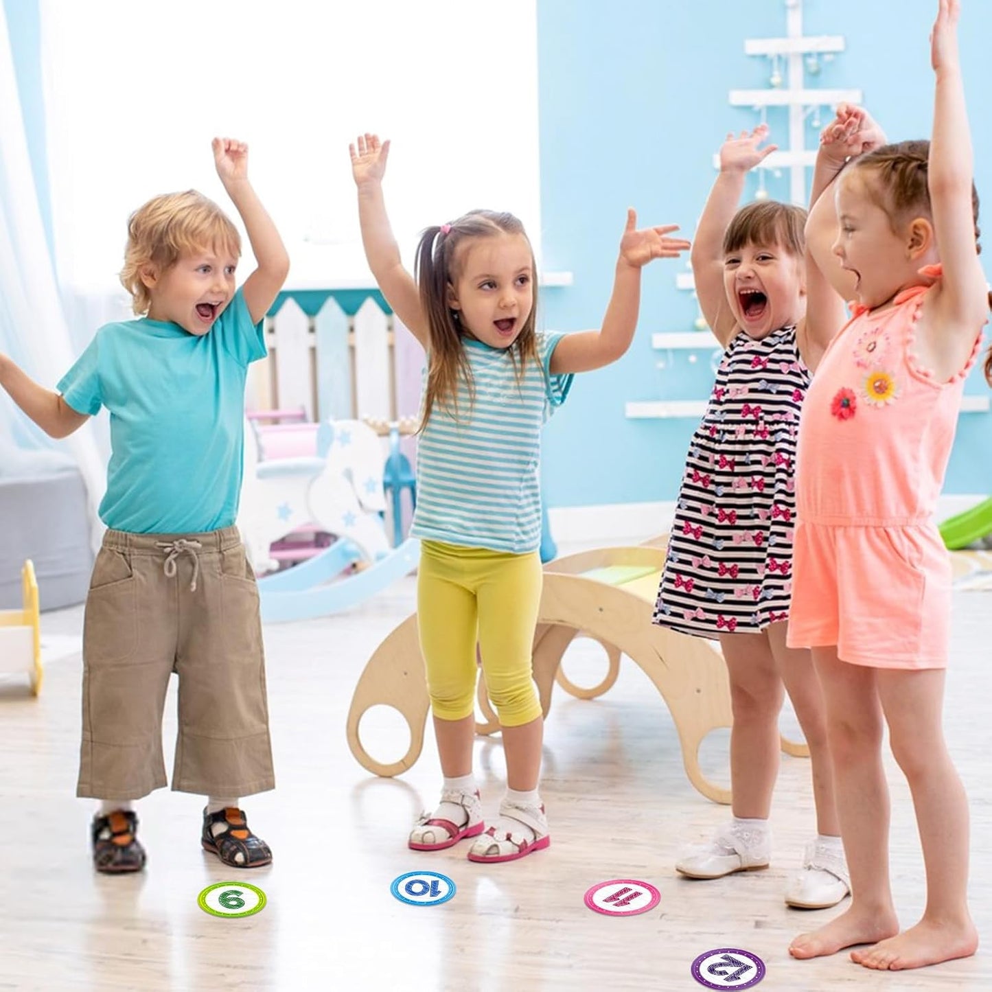 FaCraft Boho Line Up Spots for Classroom Floor - 48Pcs Floor Numbers for Classroom Lining Up Waterproof Number Stickers Markers for Preschool Kindergarten Elementary Back to School Teacher Must Haves