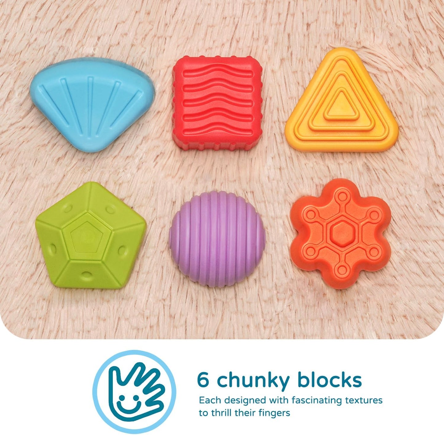 LiKee Montessori Toys for 1 Year Old, 6pcs Multi Sensory Shapes, Toddler Developmental Learning Birthday Gifts, Baby Toys 12+ Months (Cube)