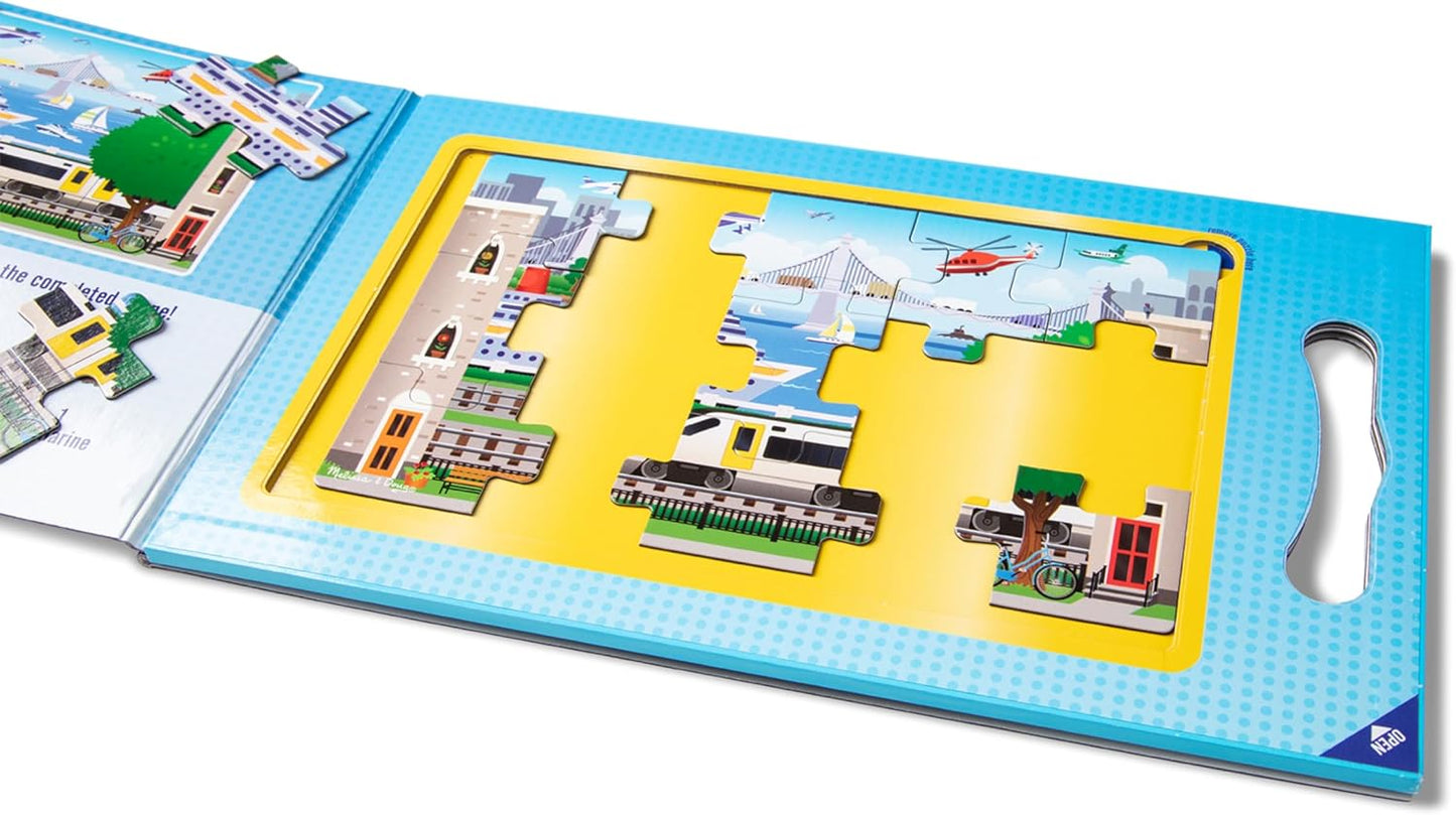 Melissa & Doug Take-Along Magnetic Jigsaw Puzzle Set – On the Farm (2 x 15 Piece) Travel Activity Toy for Preschoolers and Kids Ages 3+ - FSC Certified