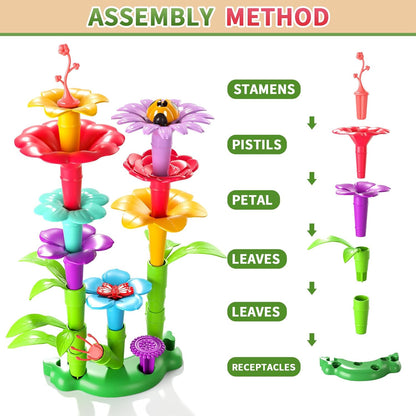 145 Pcs Toys for 3 Year Old Girl, Toddler Gardening Set Flower Garden Toy Girls Building Sets Best Educational Learning Fine DIY Crafts Stem Construction Stacking Kit for 3 4 5 6 7 Years Kids