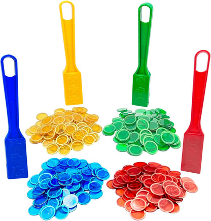 SEETOOOGAMES Magnetic Wand Bingo Chip Set - 500 Metal Chips with 5 Pack Magnet Wands for Classroom, Science Learning, Counting, Family Game Night Activities
