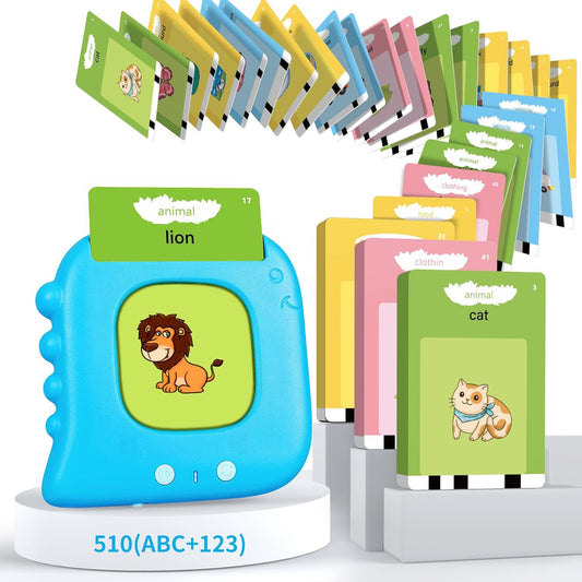 Talking Flash Cards for Toddlers with 510 Sight Words, Autism Sensory Toys, Pocket Speech, Speech Therapy Toys, Toddlers Language Learning Toys, Preschool Birthday Gifts for 1 2 3 4 5 Years Old (Blue)