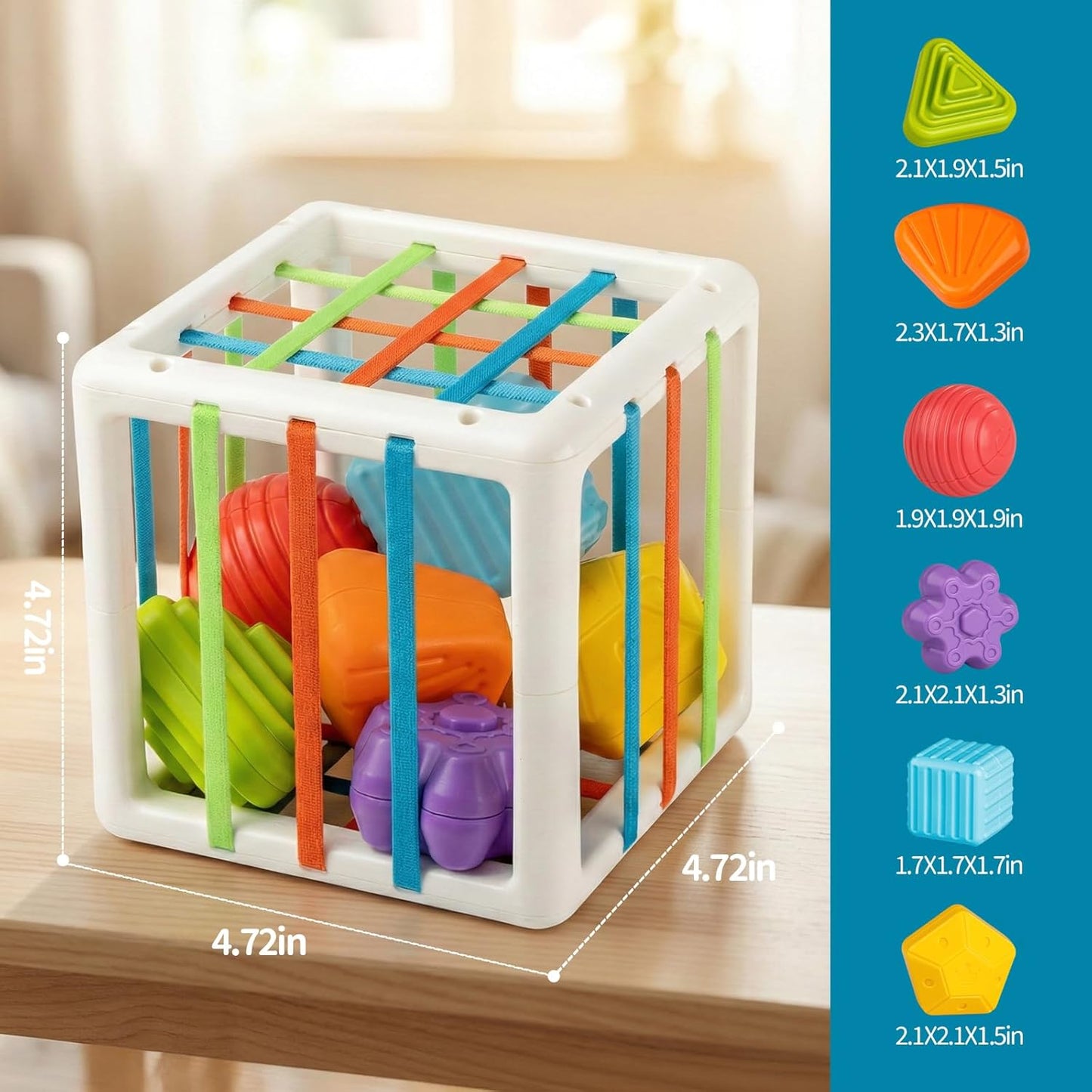 Aprilwolf Montessori Sensory Cube for Toddlers 18 Months + | Educational Activity Center with Elastic Sides | Baby Learning Toys, Wonderful Gift for Birthday Boys & Girls