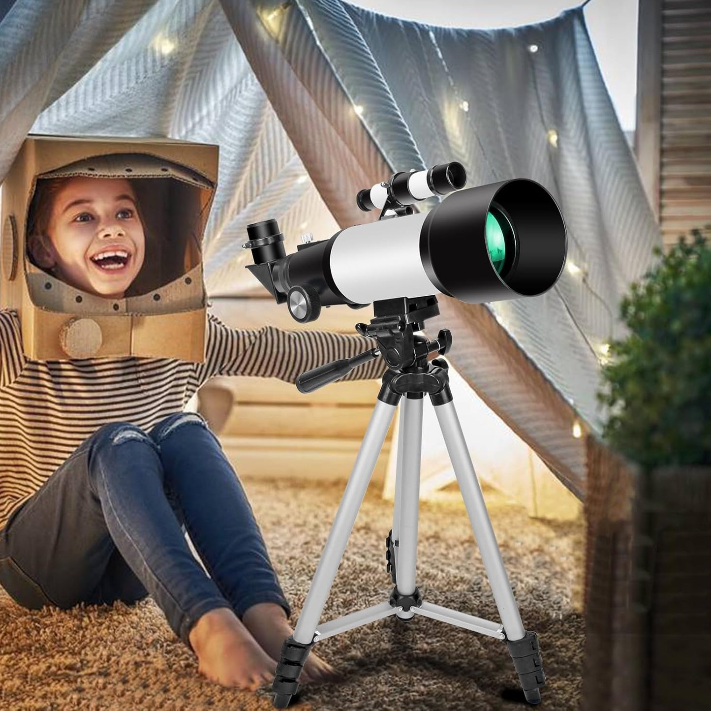 Telescopes, Telescope for Kids and Adults Beginners, 70mm Aperture 400mm Focus Length Refractor Travel Telescope with AZ Mount for Observe The Moon and Landscape (Blue)