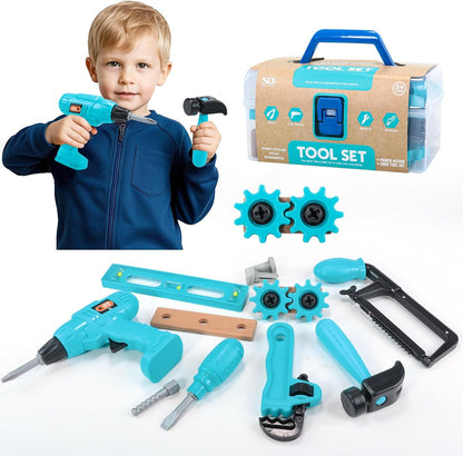 GAIETYDIY Kids Tool Set – Pretend Play Toddler Tool Set with Tool Box, Electronic Toy Drill, Screwdriver, Screw Construction Kits, Educational Tools for Kids Ages 3,4,5,6,7 Years Old, Boy Girl