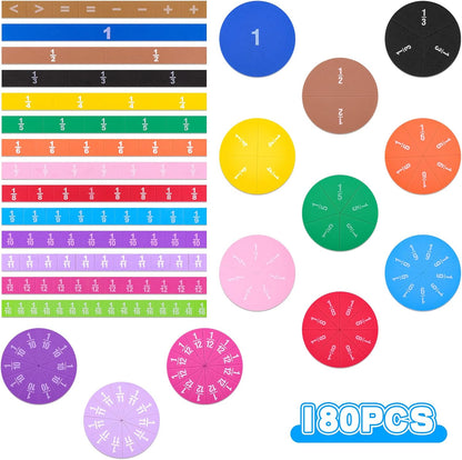 Meetory 134 Pcs Magnetic Fraction Tiles & Fraction Circles - Math Manipulatives for Preschool Elementary School Educational Resources Classroom Educational Kit