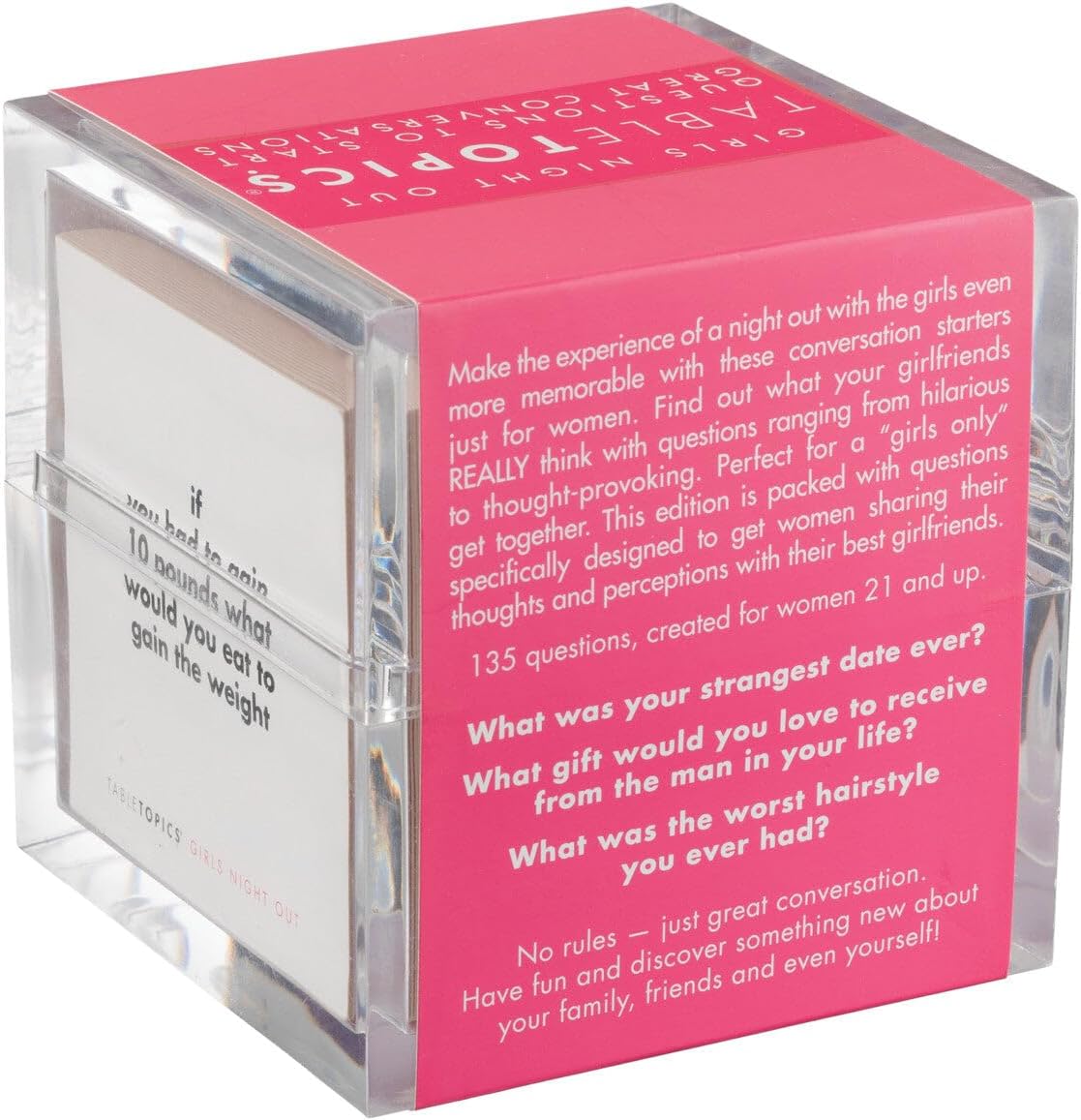 TableTopics Girls Night Out Question Card Game - 135 Spicy Conversation Starter Cards, Girls Night Game for Adult Friends, Bachelorette Parties