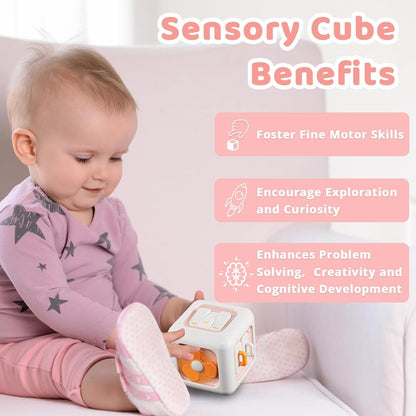 SOCBTNSO Busy Cube Toy for 1 Year Old Boy, Montessori Toys for 1+ Year Old, Travel Sensory Toys for Toddlers 1-3, Learning Fine Motor Skills| 1st Birthday Gifts 6 9 12 Months Baby