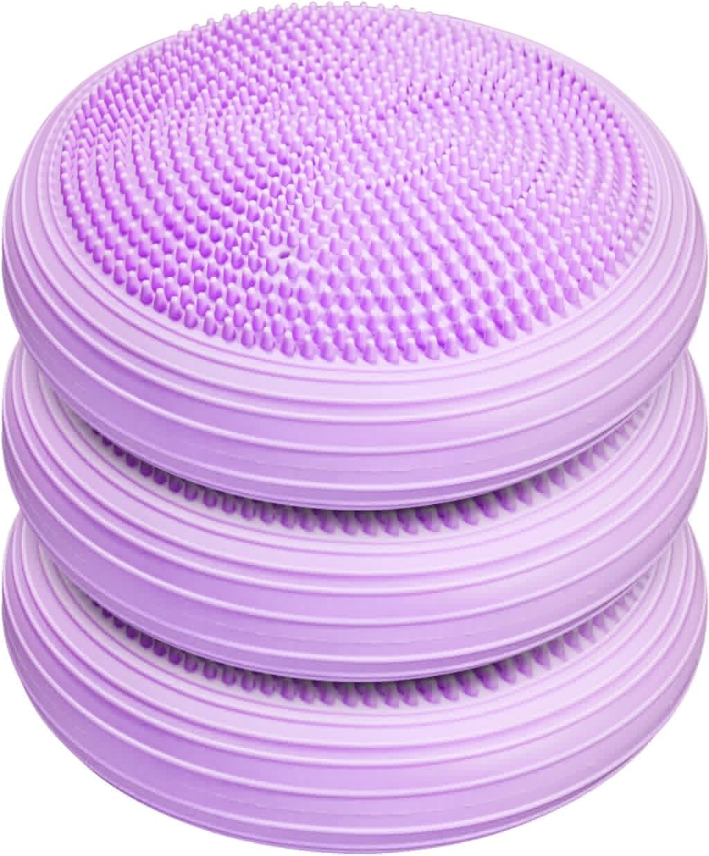 3 Pcs Inflated Wobble Cushion, Wiggle Seat & Balance Pad for Exercise, Home Yoga Balance Stability Training, Strengthen Core Muscles, Improve Posture, Balance Disc with Pump