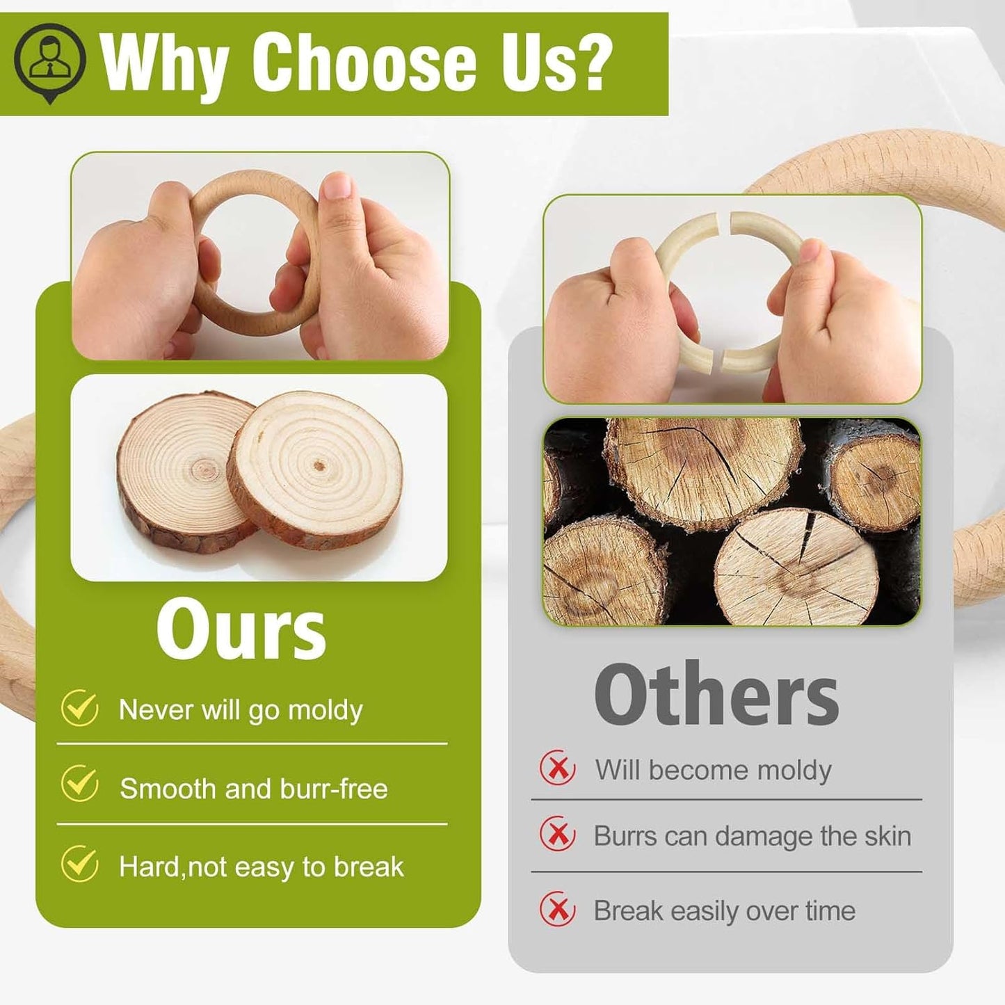 FoDau770 5pcs Natural Beech Wooden Rings, Unfinished Solid Wood Rings Heavy Duty Wood Circles, Macrame Craft Circles for Party, Home Decor & DIY Making - Outer Diameter: 3 Inch