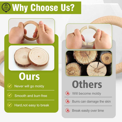 FoDau770 5pcs Natural Beech Wooden Rings, Unfinished Solid Wood Rings Heavy Duty Wood Circles, Macrame Craft Circles for Party, Home Decor & DIY Making - Outer Diameter: 3 Inch