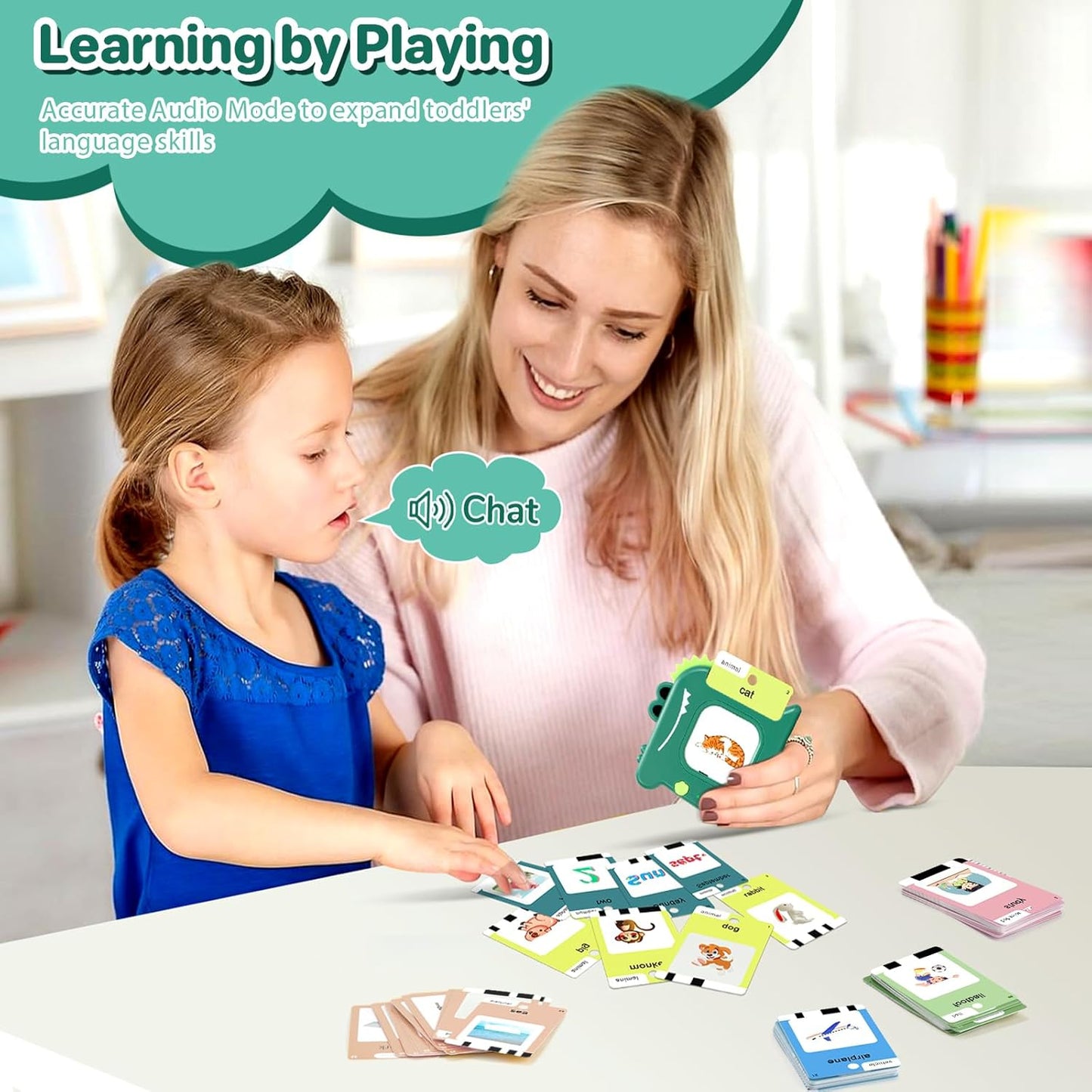 Spanish and English Talking Flash Cards for Toddlers 1 2 3 4 5 6 Year Olds, 420 Sight Words, Montessori Learning Toys, Pocket Speech Therapy Toys, Sensory Preschool Educational Birthday Gift