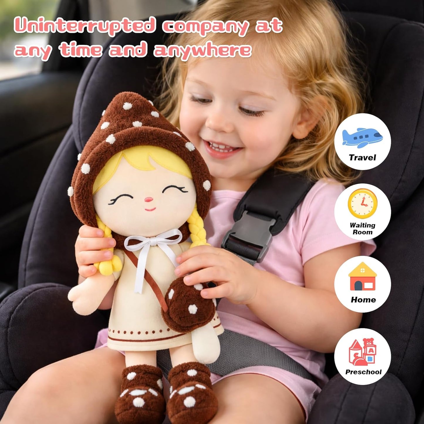 Soft Baby Doll Toys,16 inch Educational Plush Doll for Girls Learning Sensory Montessori Toy Birthday Gifts Cuddly Plush Toys for Toddler Kids (Yellow)