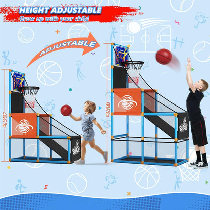 Toddler Basketball Hoop & Soccer Goal Baseball Play Activity Center,Toys for 1 2 3 Year Old Boys Girls,Montessori Sports Toys with Sound Music Christmas Birthday Gifts for Baby Kids 12 Months+