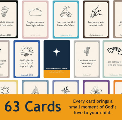 Easter Gifts for Kids - 63 Biblical Affirmation Scripture Cards to Build Faith & Confidence, Christian Bible Verse Cards for Daily Encouragement for Boys & Girls