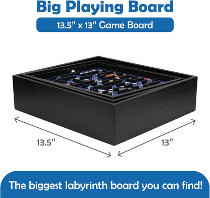 STERLING Wooden Labyrinth Marble Maze Game, Large 12.75" x 11.5" Tilt Maze Game Board with 60 Waypoints and Marble Balls Included, for Kids and Adults 6 Years and Up