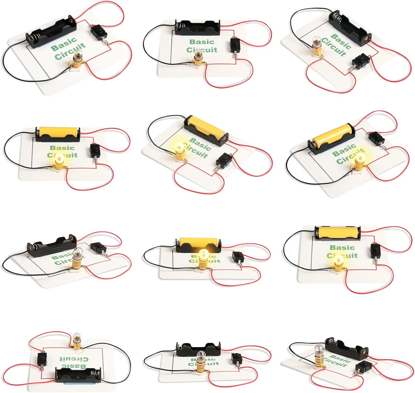12 Bulk Electric Circuit Kit for Kids Age 8-12, Basic Circuits Science Light Bulb Experiments for Beginners, Class STEM Projects STEAM Activities, Classroom Educational Circuit Board Building Kits