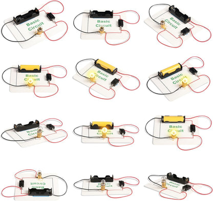 12 Bulk Electric Circuit Kit for Kids Age 8-12, Basic Circuits Science Light Bulb Experiments for Beginners, Class STEM Projects STEAM Activities, Classroom Educational Circuit Board Building Kits