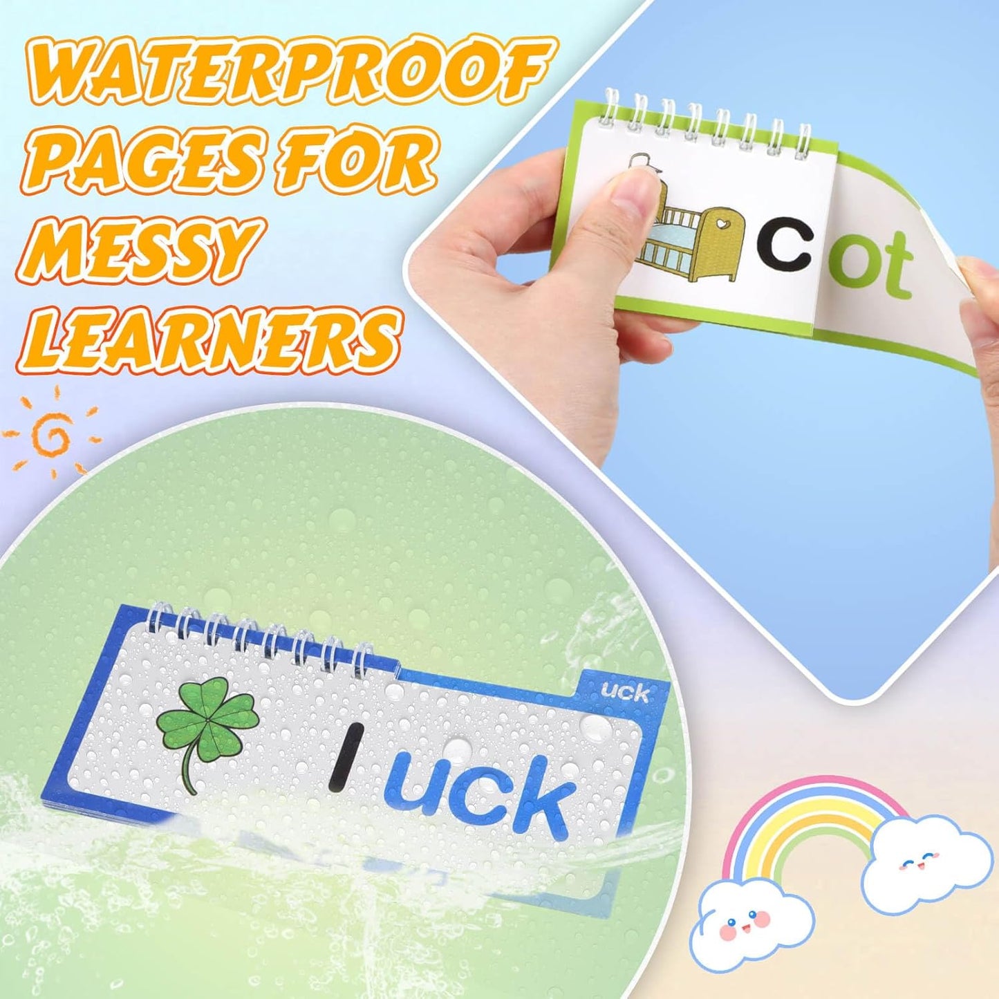 Dolanus 30 Read and Rhyme Flip Books, Word Family ABC Vocabulary Flashcards, Kindergarten Sight Word - Learn to Read Phonics Flash Cards Activity Games, Toys for Kids Toddlers Ages 3-8 Years Old