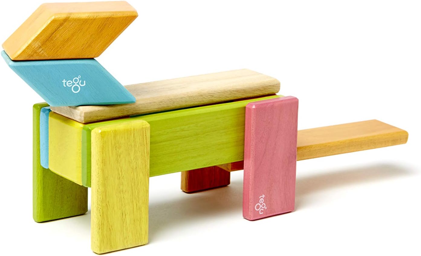 14 Piece Tegu Magnetic Wooden Block Set, Blues