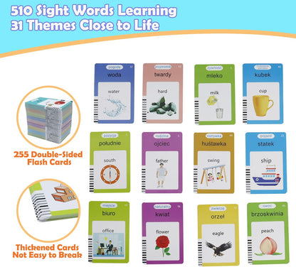 Spanish & English 510 Words Alphabet Bilingual Talking Flash Cards for 3-8 Years Toddlers, Pocket Speech Buddy Therapy Autism Toys, Educational Learning Interactive Toy for Boys Girls Kids Gifts Blue