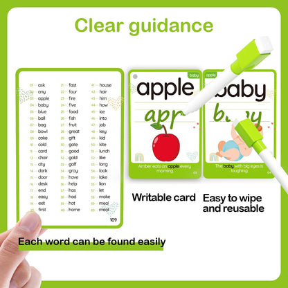 WJPC 55 Cards, 106PCS High Frequency First-Grade Sight Words Flash Cards, 1st Grade Phonics Learning Cards for 5,6,7,8 Years Ages Kids Boys, Girls Learn to Read, Write, Association, Sentence Making