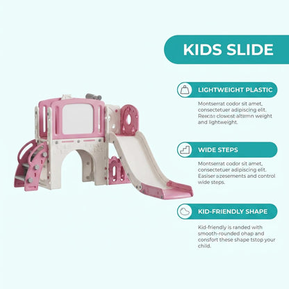8-in-1 Toddler Slide Playground Set for Indoor & Outdoor Fun – Includes Climber, Basketball Hoop, Telescope, Tunnel, and Storage Space for Kids – Perfect for Backyard & Courtyard Activities