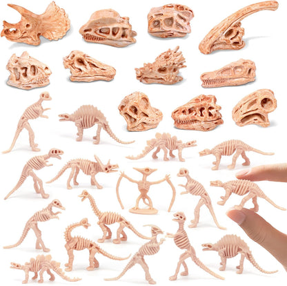 70PCS 3.7 Inch Dinosaur Bone for Sandbox Brown Dinosaur Fossil Skeleton Plastic Skull Dino Dig Toy Kit for Puzzle Game Sensory Bin Birthday Party Dino Scavenger Hunt Science Class Prize Cupcake
