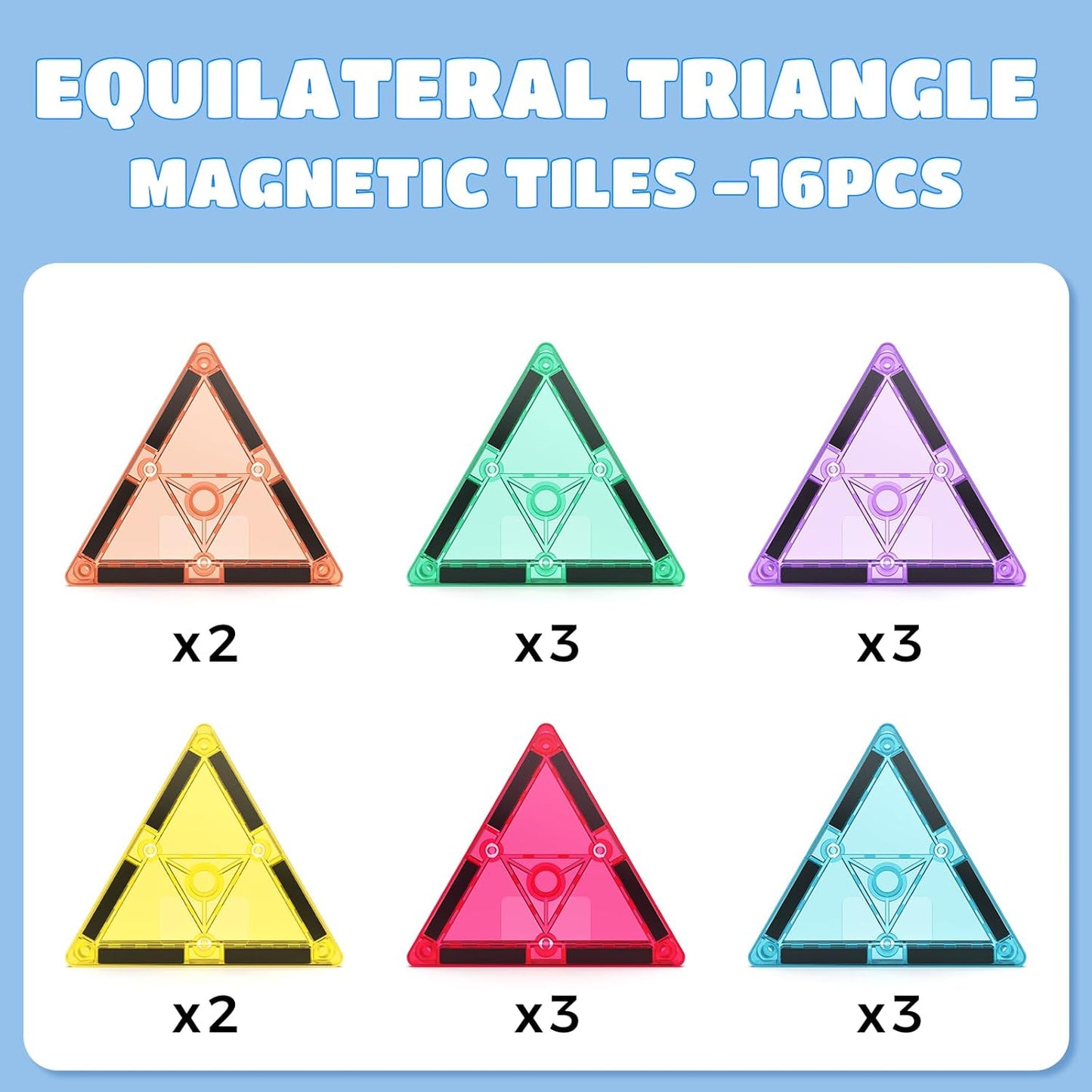 STEM Magnetic Tiles 70PCS Educational Toys for Kids Ages 3-8, Montessori Sensory Magnet Blocks for Toddlers, Classroom & Home Construction Kit