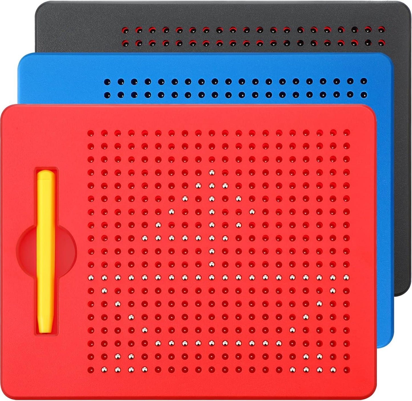 Yexiya 3 Pcs Magnetic Drawing Board for Kids, Toddler Travel Drawing Kit Magnet Sketch Thread Board with Stylus Pen and Beads Toy for Child Quiet Time Activities (7 x 8.5 Inches,Blue)