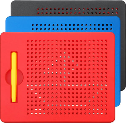 Yexiya 3 Pcs Magnetic Drawing Board for Kids, Toddler Travel Drawing Kit Magnet Sketch Thread Board with Stylus Pen and Beads Toy for Child Quiet Time Activities (7 x 8.5 Inches,Blue)