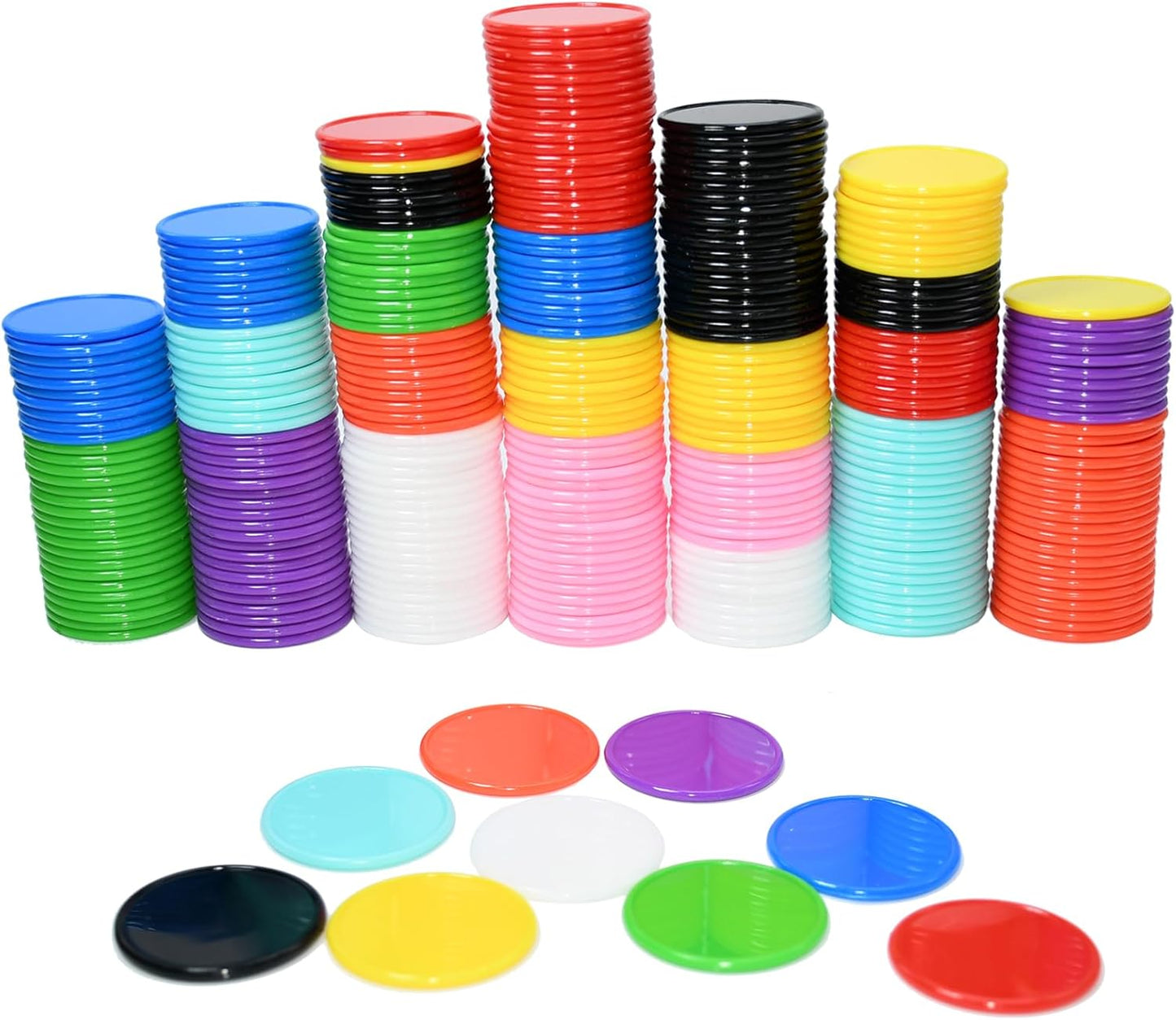 Smartdealspro 1 1/2 Inch 37mm 10 Colors Opaque Plastic Poker Chips Counting Discs Markers Counters with Box for Casino Card Games Math Learning