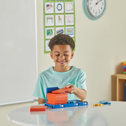 hand2mind Place Value Frame with Base Ten Blocks, Math Manipulatives Kindergarten, Montessori Math Materials, Counting Cubes, Classroom Supplies for Teacher Elementary