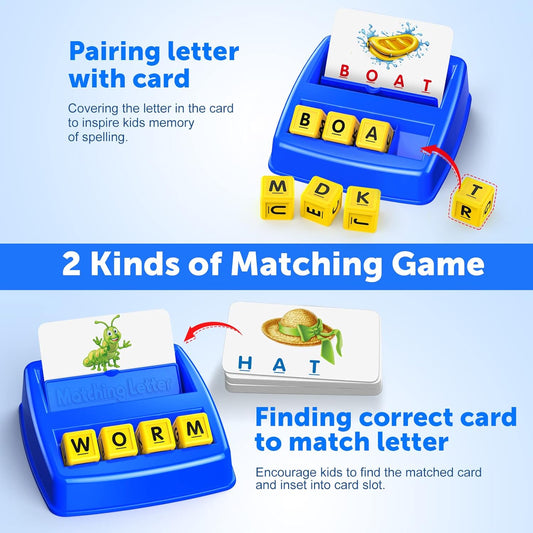 Toys for 3-8 Year Olds Boys Girls, Matching Letter Game Educational Games for Kids Ages 3-8 Easter Birthday Gifts for 3-8 Year Olds Boys Girls Preschool Kindergarten Educational Spelling Toys Green