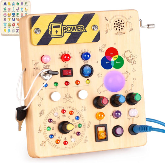 Konijiwa Busy Board, Montessori Toys for 1-3 Years Old Boys & Girls, Sensory Toys for Kids with Autism, Toddlers Learning Activity for Early Development (Busy Board v5)