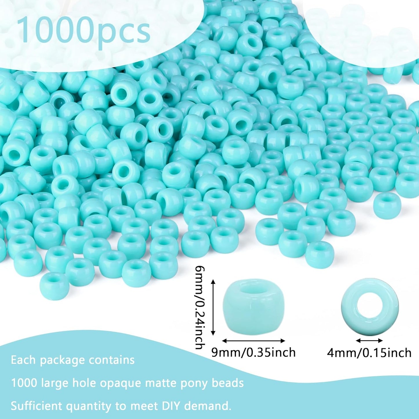 Red Pony Beads 1000Pcs 9mm Pony Beads Bulk Red Perler Beads for Friendship Bracelets Kandi Beads Hair Beads for Braids Beads for Crafts