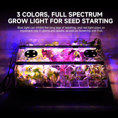 Adawook Seed Starter Trays with Grow Lights, Color Change Grow Lights for Seed Starting Kit, 3 Timming Set, Indoor Plant Growing Kit for Gardeners, Germination Trays Kits, Gardening Gifts (60 Cells)